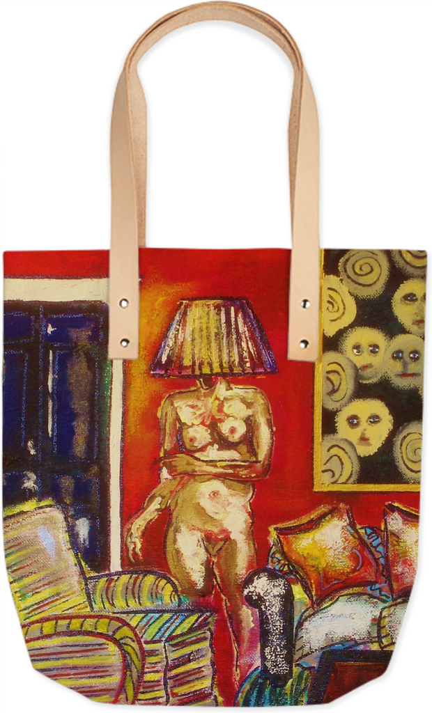 Hiding Tote with Leather Straps